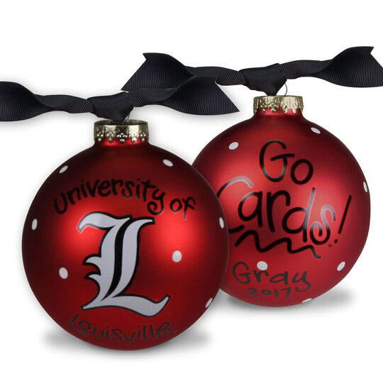 University of Louisville Glass Christmas Ornament